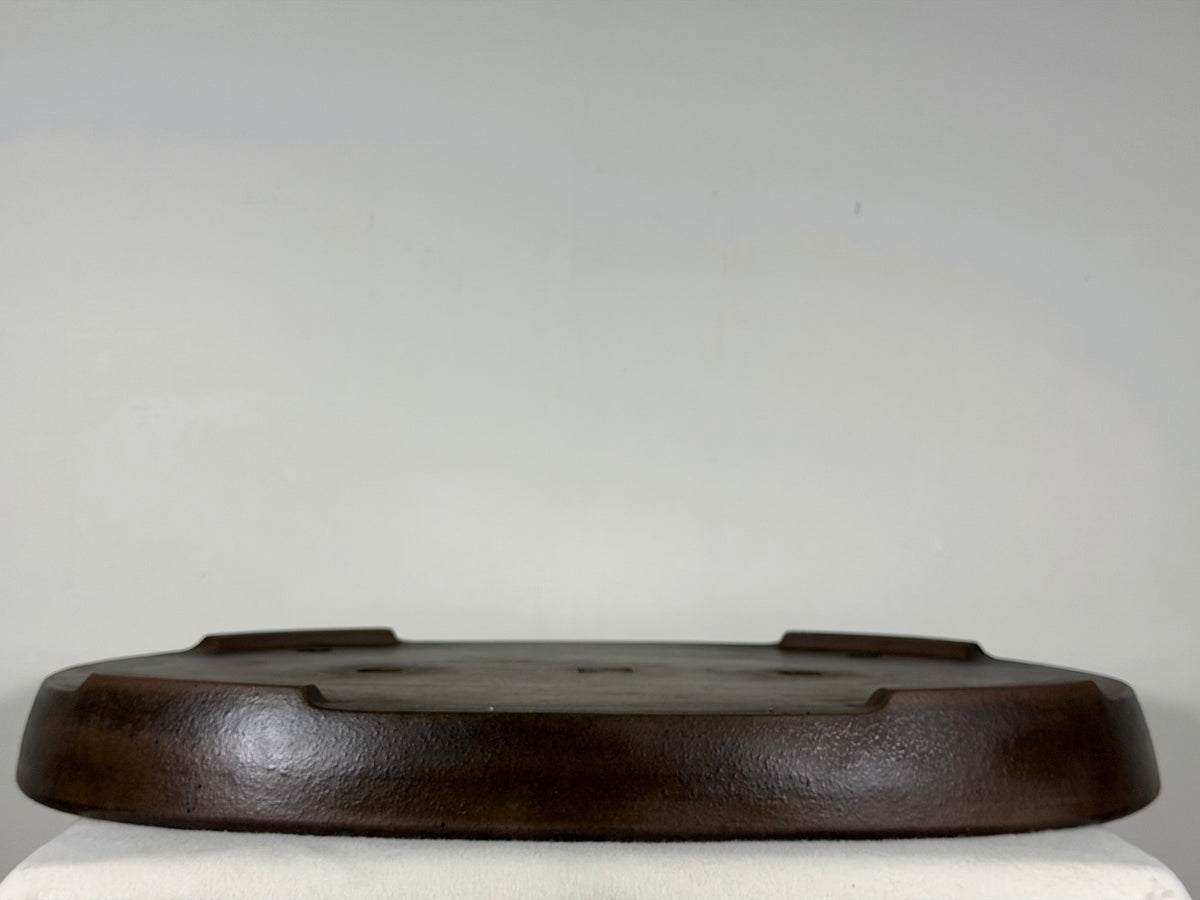 Preowned Japanese Tokoname Unglazed Shallow Oval Bonsai Pot Seizan - 20.5” x 14.75” x 2.25”