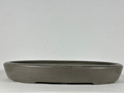 Preowned Japanese Tokoname Unglazed Oval Shallow Bonsai Pot Seizan - 14” By 10”