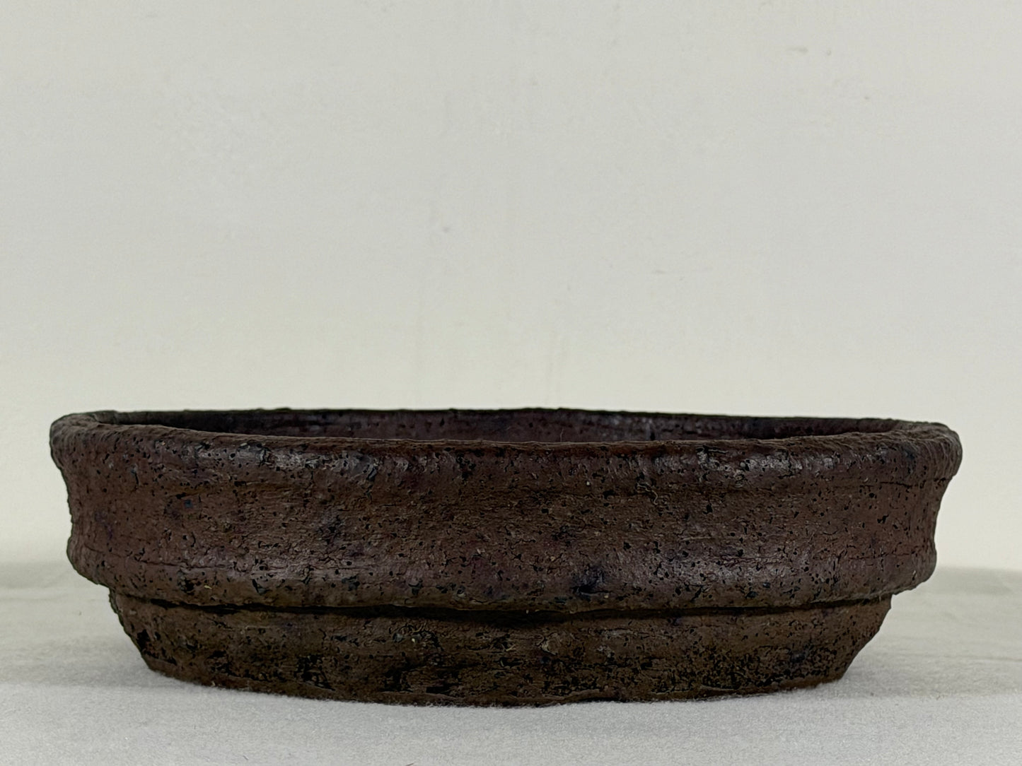 Preowned Japanese Tokoname Unglazed Nanban Style Bonsai Pot Matsushita - 8” By 2.25”