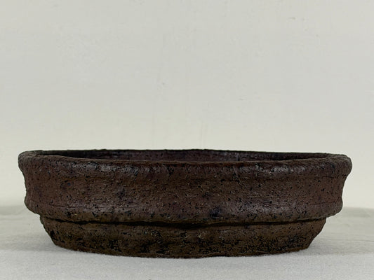 Preowned Japanese Tokoname Unglazed Nanban Style Bonsai Pot Matsushita - 8” By 2.25”