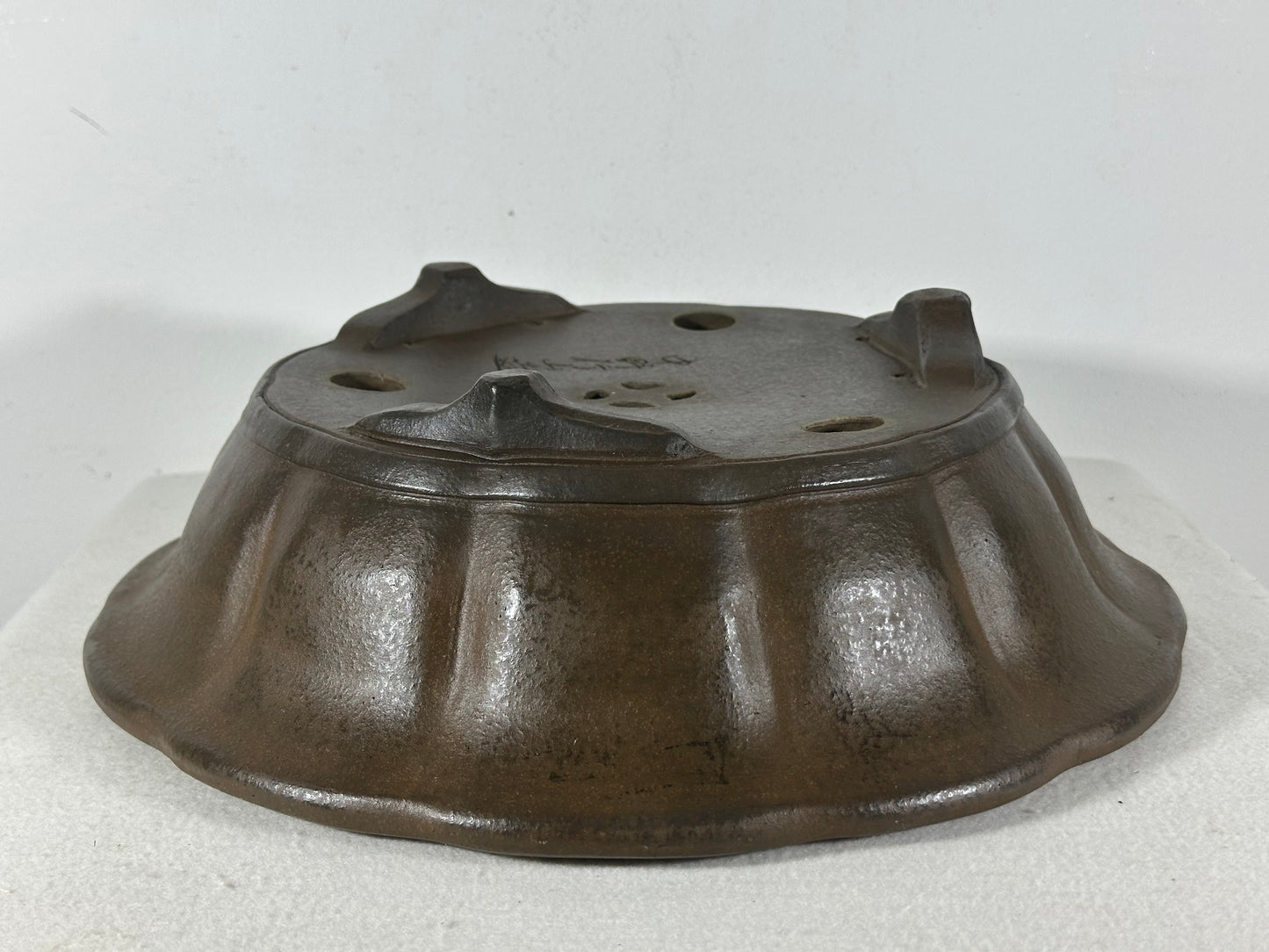 Preowned Japanese Tokoname Unglazed Rinka Style Bonsai Pot Gyouzan - 13.25” By 4 1/8”