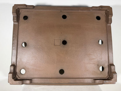Preowned Japanese Tokoname Unglazed Rectangular Bonsai Pot Gyouzan Nakano - 21.75” By 17.5”