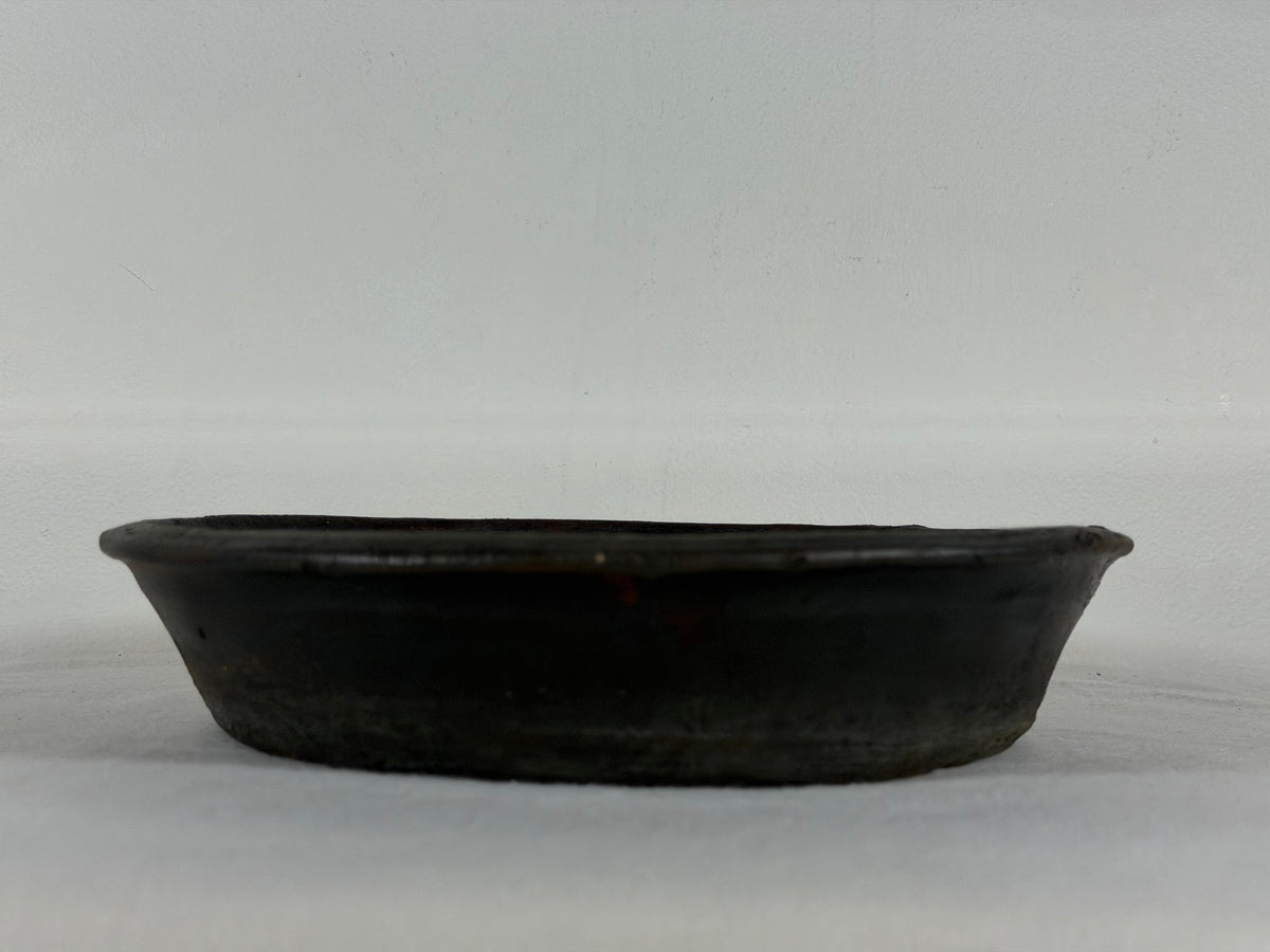 Preowned Japanese Tokoname Unglazed Nanban Style Bonsai Pot Has Stamp - 10.25” By 2”
