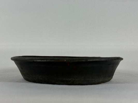 Preowned Japanese Tokoname Unglazed Nanban Style Bonsai Pot Has Stamp - 10.25” By 2”