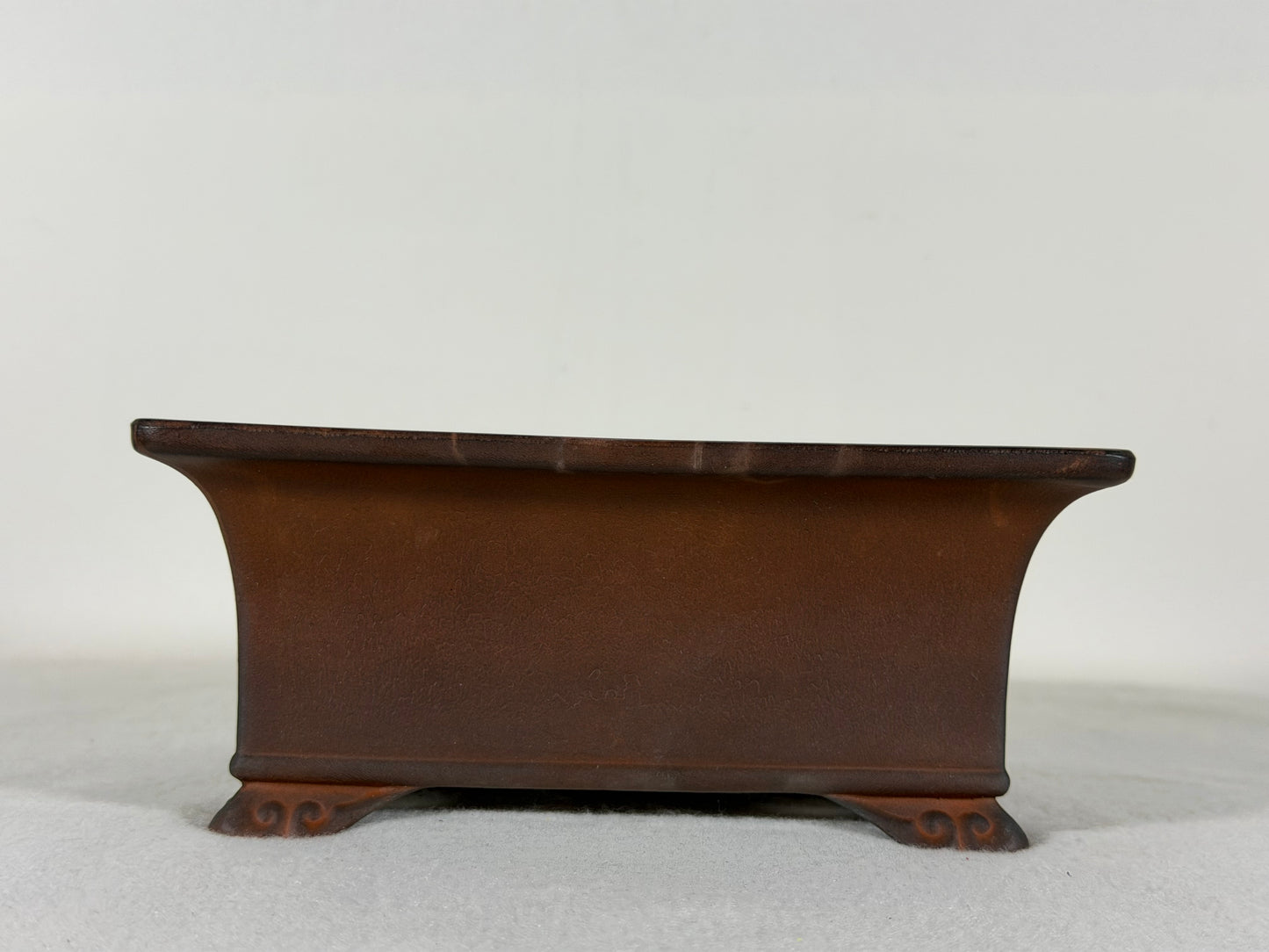 Preowned Japanese Tokoname Unglazed Rectangular Bonsai Pot Has Full Of Patina - 7” By 5.25”