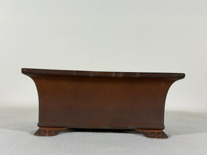 Preowned Japanese Tokoname Unglazed Rectangular Bonsai Pot Has Full Of Patina - 7” By 5.25”