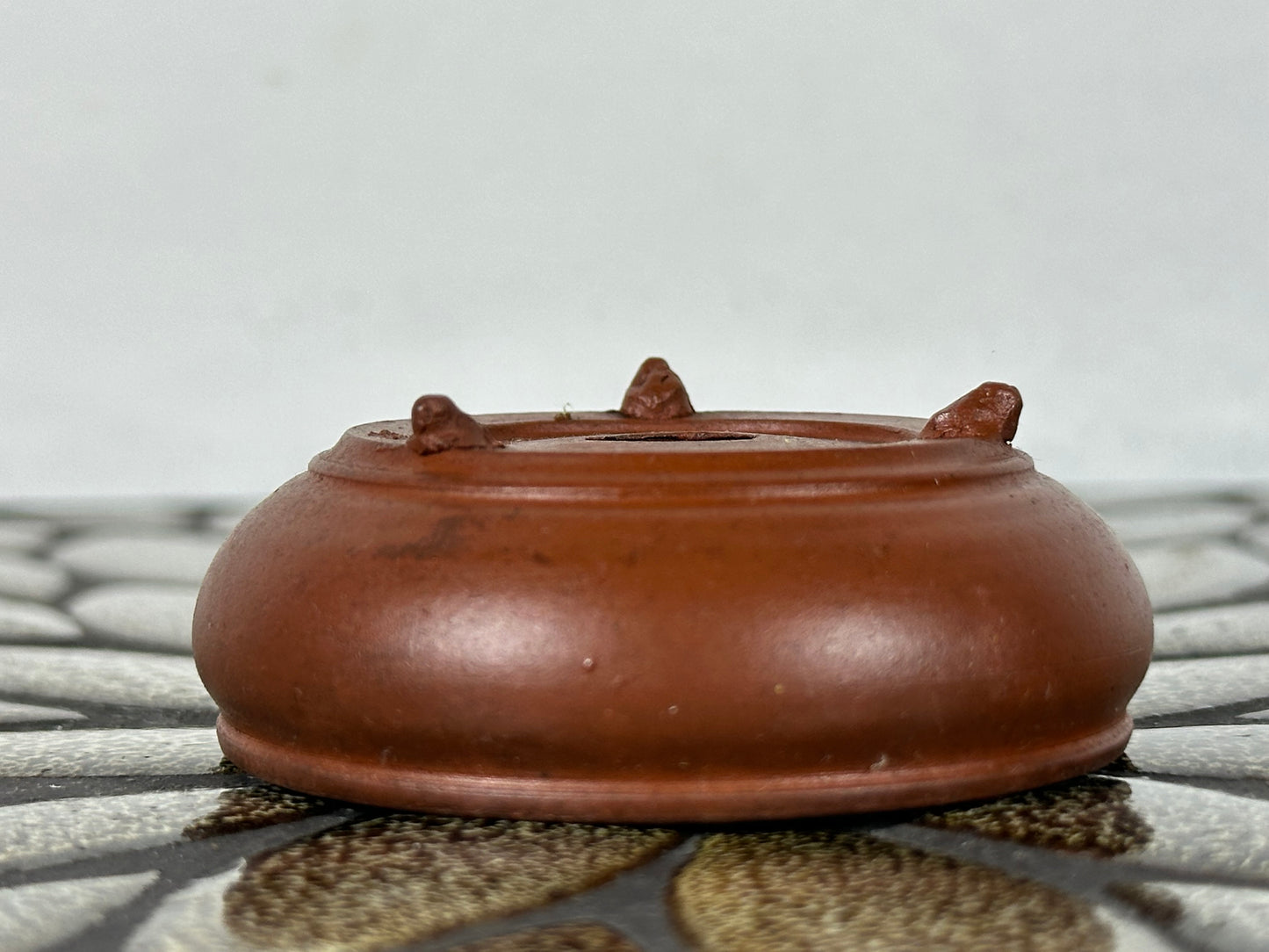 Preowned Japanese Tokoname Unglazed Round Bonsai Pot Deiju - 2.5” By 1”