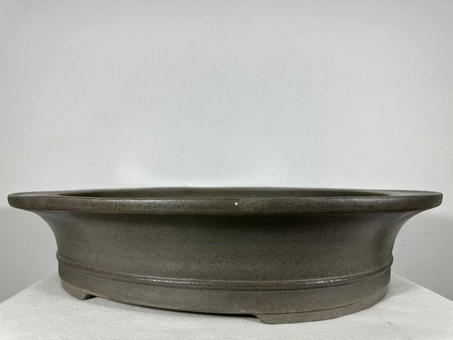 Preowned Japanese Tokoname Unglazed Oval Bonsai Pot Seizan - 19” By 16”