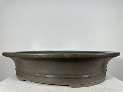 Preowned Japanese Tokoname Unglazed Oval Bonsai Pot Seizan - 19” By 16”
