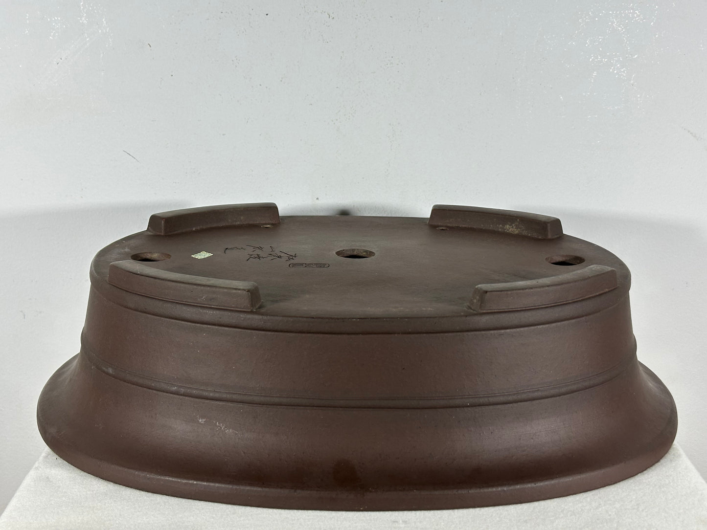 Preowned Japanese Tokoname Unglazed Oval Bonsai Pot Yamaaki - 18” By 14.5”
