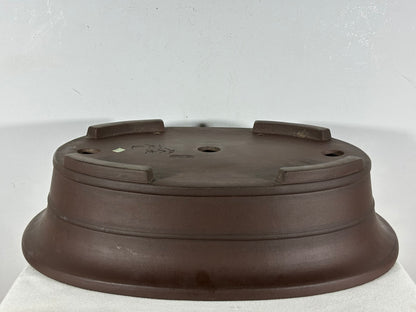 Preowned Japanese Tokoname Unglazed Oval Bonsai Pot Yamaaki - 18” By 14.5”