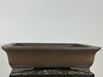 Preowned Japanese Tokoname Unglazed Rectangular Bonsai Pot Syukouzan - 19.5” By 15”
