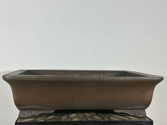 Preowned Japanese Tokoname Unglazed Rectangular Bonsai Pot Syukouzan - 19.5” By 15”