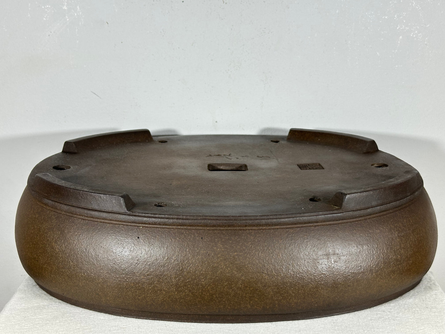 Preowned Vintage Japanese Tokoname Unglazed Oval Bonsai Pot Mazan Terahata - 18” By 15”