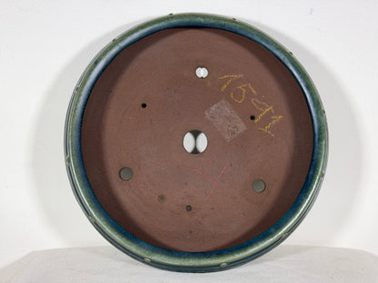 Preowned Japanese Tokoname Glazed Round Bonsai Pot Yamaaki - 12.5” By 3.75”