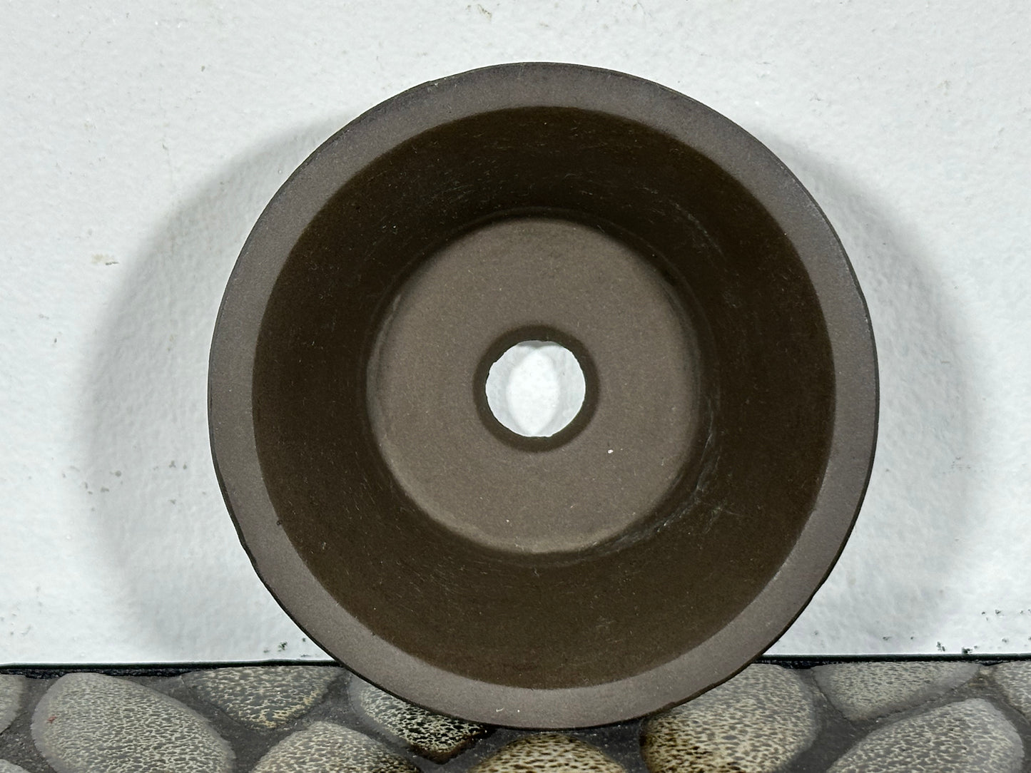 Preowned Japanese Tokoname Unglazed Round Bonsai Pot - 3.5” By 1 5/8”