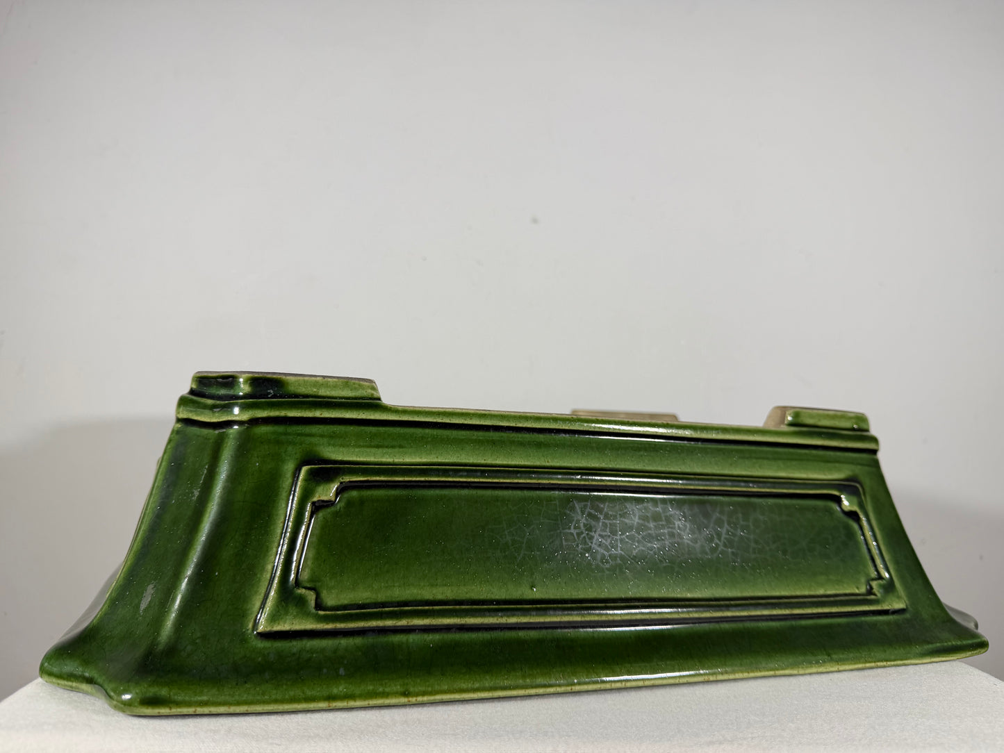 New Japanese Tokoname Glazed Rectangular Bonsai Pot Mazan Terahata - 18.75” By 15.75”