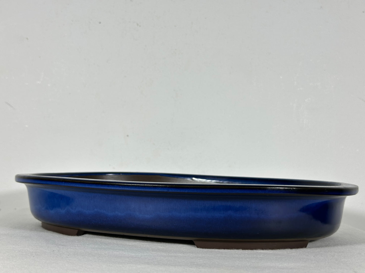 Preowned Japanese Tokoname Glazed Shallow Oval Bonsai Pot - 13.75” By 11”