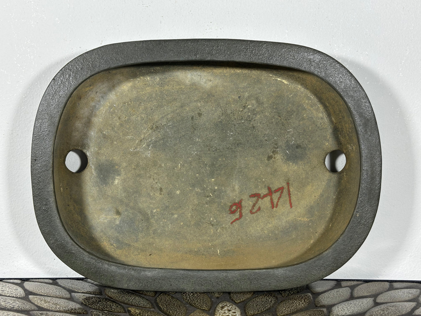 Preowned Japanese Tokoname Unglazed Oval  Bonsai Pot Yamaaki - 11.75” By 8.5”