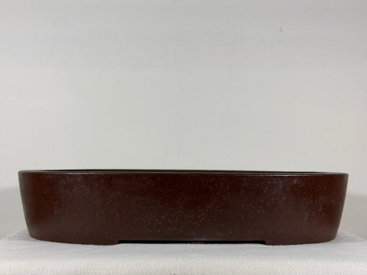 Preowned Japanese Tokoname Unglazed Oval Bonsai Pot Yamaaki - 16.25” By 12.75”