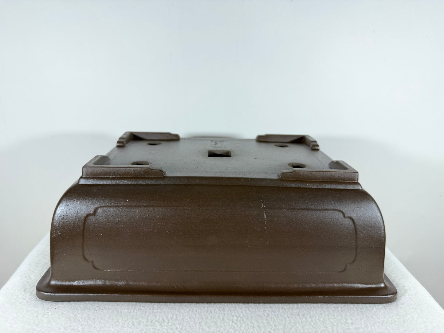 Preowned Japanese Tokoname Unglazed Rectangular Bonsai Pot with Stamp - 13.75” By 10.25”