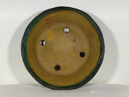 Preowned Japanese Tokoname Glazed Nanban Style Bonsai Pot Yamafusa - 9.75” By 1.75”