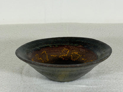 Preowned Japanese Tokoname Glazed Round Bonsai Pot - 4.75” By 1 5/8”