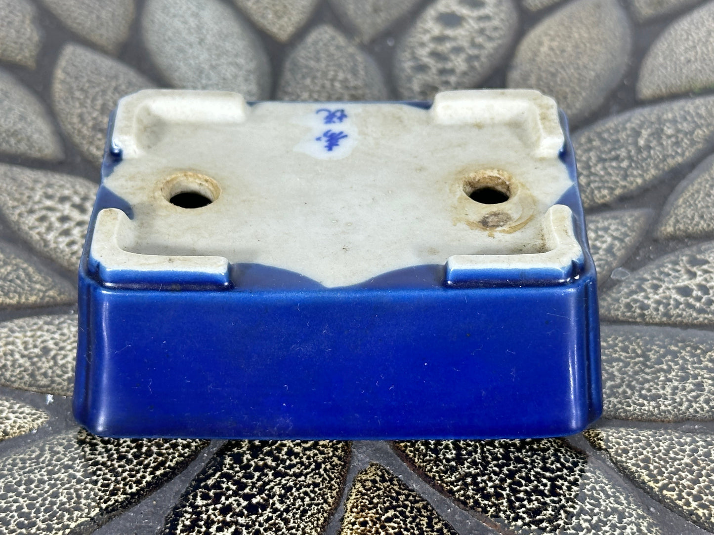 Preowned Vintage Japanese Tokoname Glazed Rectangular Bonsai Pot Jyuetu - 3.25 By 2.25”