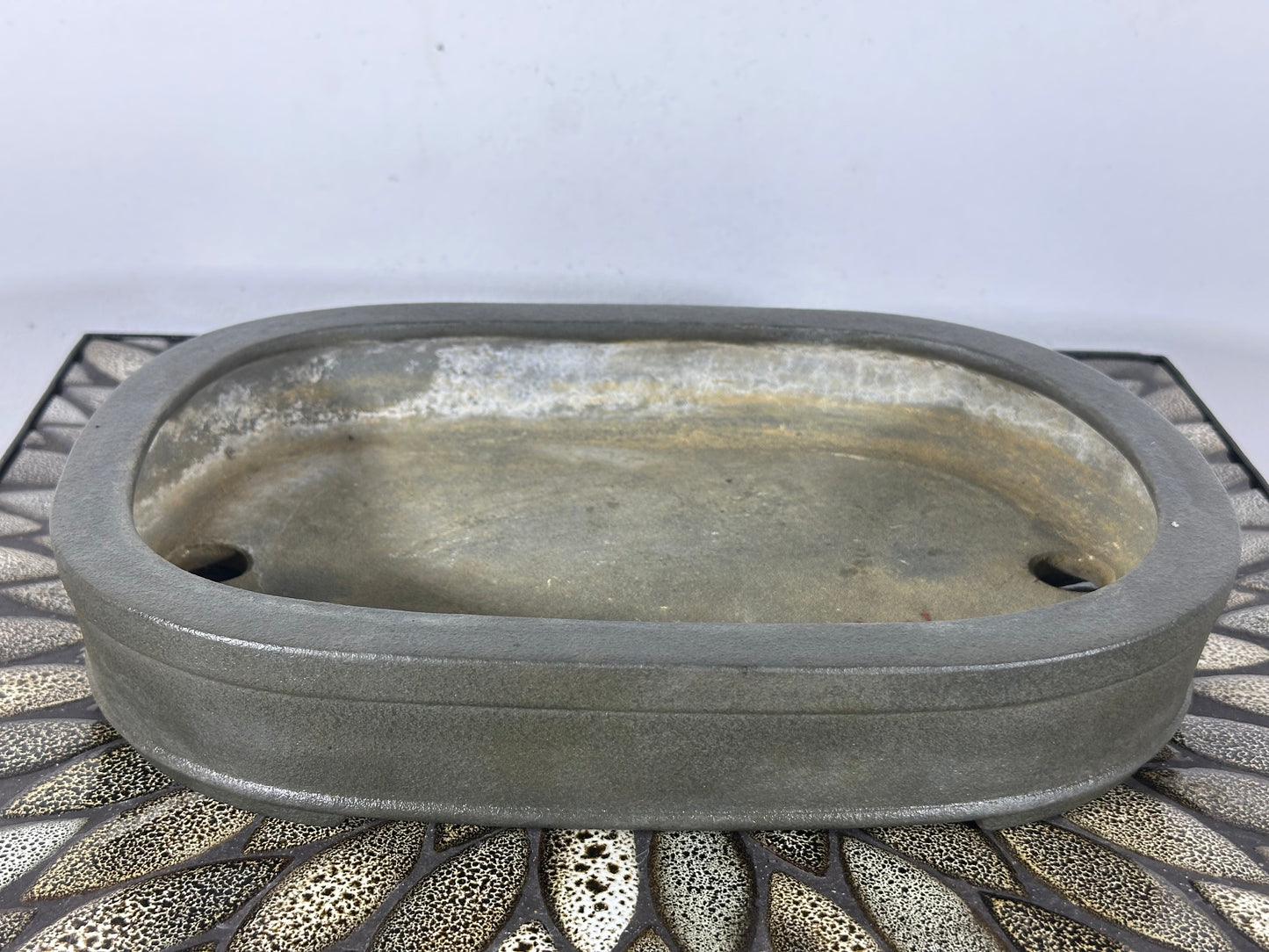 Preowned Japanese Tokoname Unglazed Oval  Bonsai Pot Yamaaki - 11.75” By 8.5”