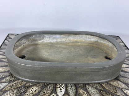 Preowned Japanese Tokoname Unglazed Oval  Bonsai Pot Yamaaki - 11.75” By 8.5”