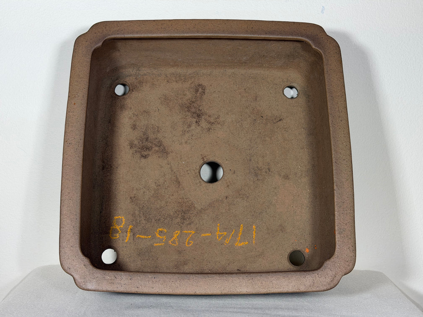 Preowned Japanese Tokoname Unglazed Square Bonsai Pot Sanpo - 11.25” By 4 1/8”