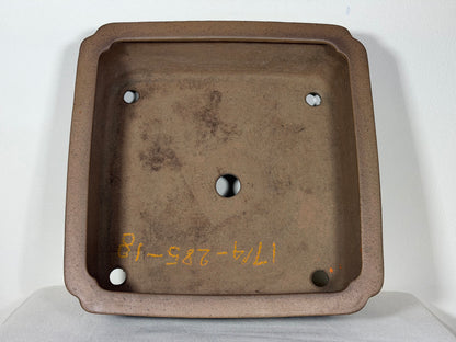 Preowned Japanese Tokoname Unglazed Square Bonsai Pot Sanpo - 11.25” By 4 1/8”