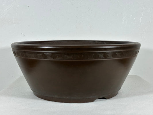 Preowned Japanese Tokoname Unglazed Round Bonsai Pot - 12.25” By 4 7/8”