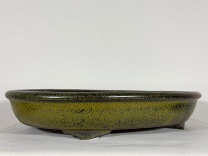 Preowned Japanese Tokoname Oval Bonsai Pot Reiho - 15.25” By 11.5”