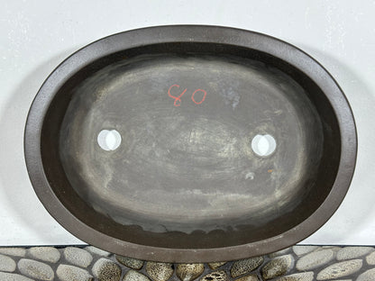 Preowned Japanese Tokoname Unglazed Oval Bonsai Pot - 10.75” By 7.75”
