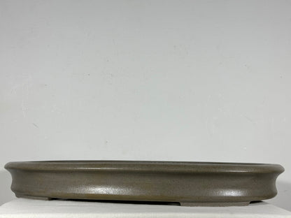 Preowned Japanese Tokoname Unglazed Oval Shallow Bonsai Pot Seizan - 20.5” By 14.75”