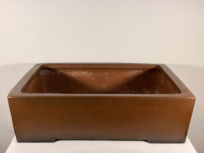Preowned Japanese Tokoname Unglazed Rectangular Bonsai Pot Gyouzan Nakano - 16.5” By 12.75”