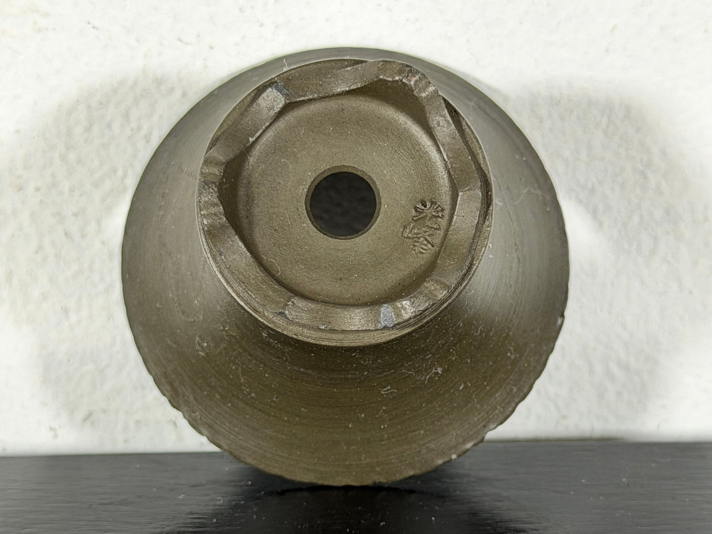 Preowned Vintage Japanese Tokoname Unglazed Cascade Round Bonsai Pot Kouhou - 2” By 1.25”