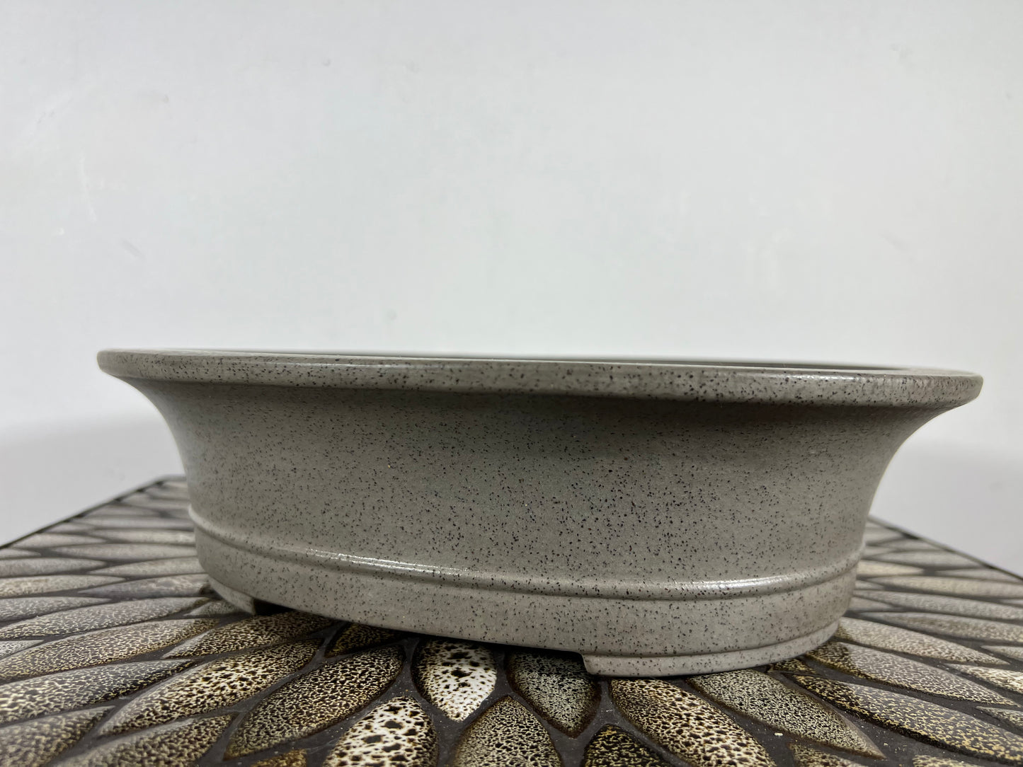 Preowned Japanese Tokoname Unglazed Oval Bonsai Pot Seizan - 11.5” By 9.75”