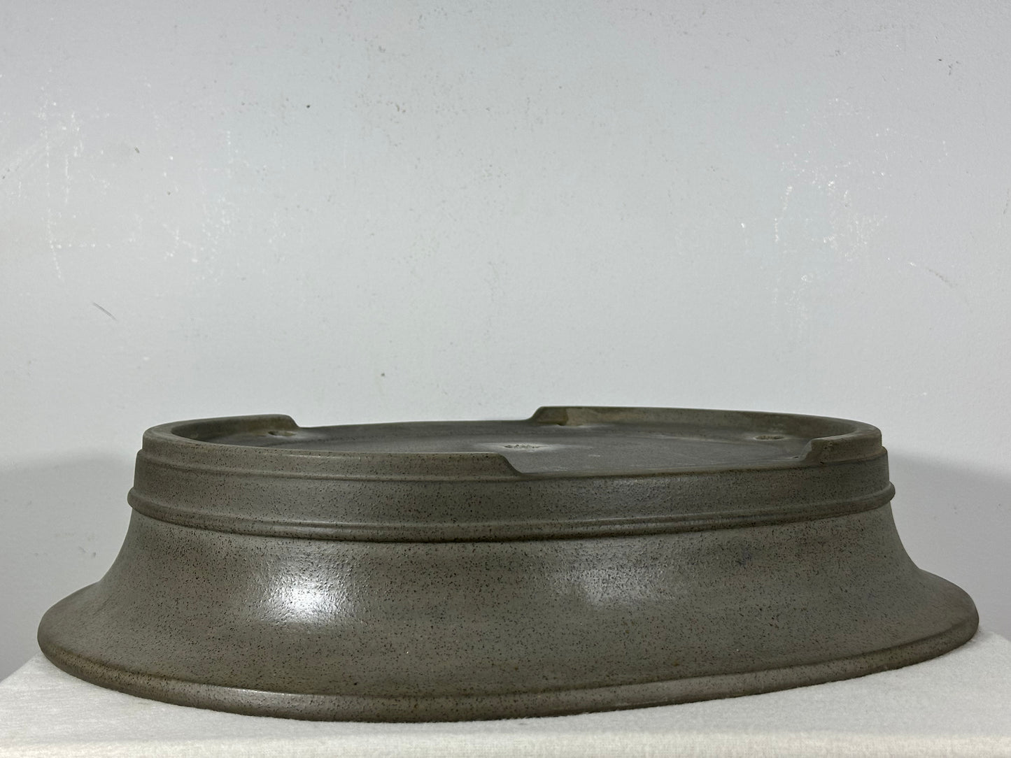 Preowned Japanese Tokoname Unglazed Oval Bonsai Pot Seizan - 17.25” By 14.25”