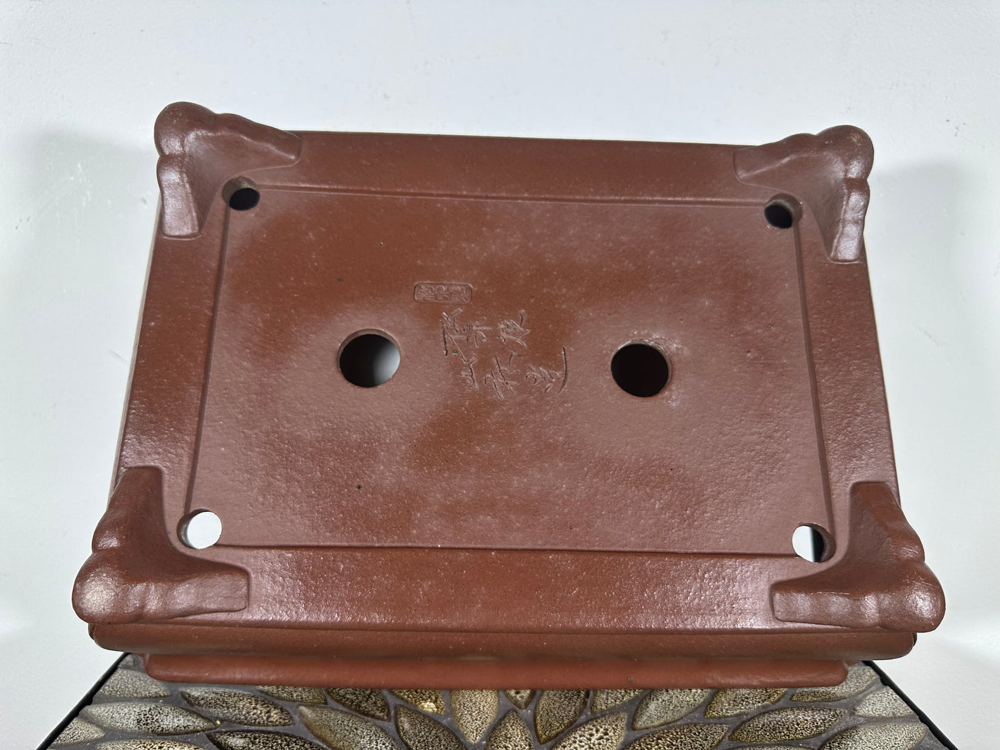 Preowned Japanese Tokoname Unglazed Rectangular Bonsai Pot Yamaaki - 14.75” By 11.25”