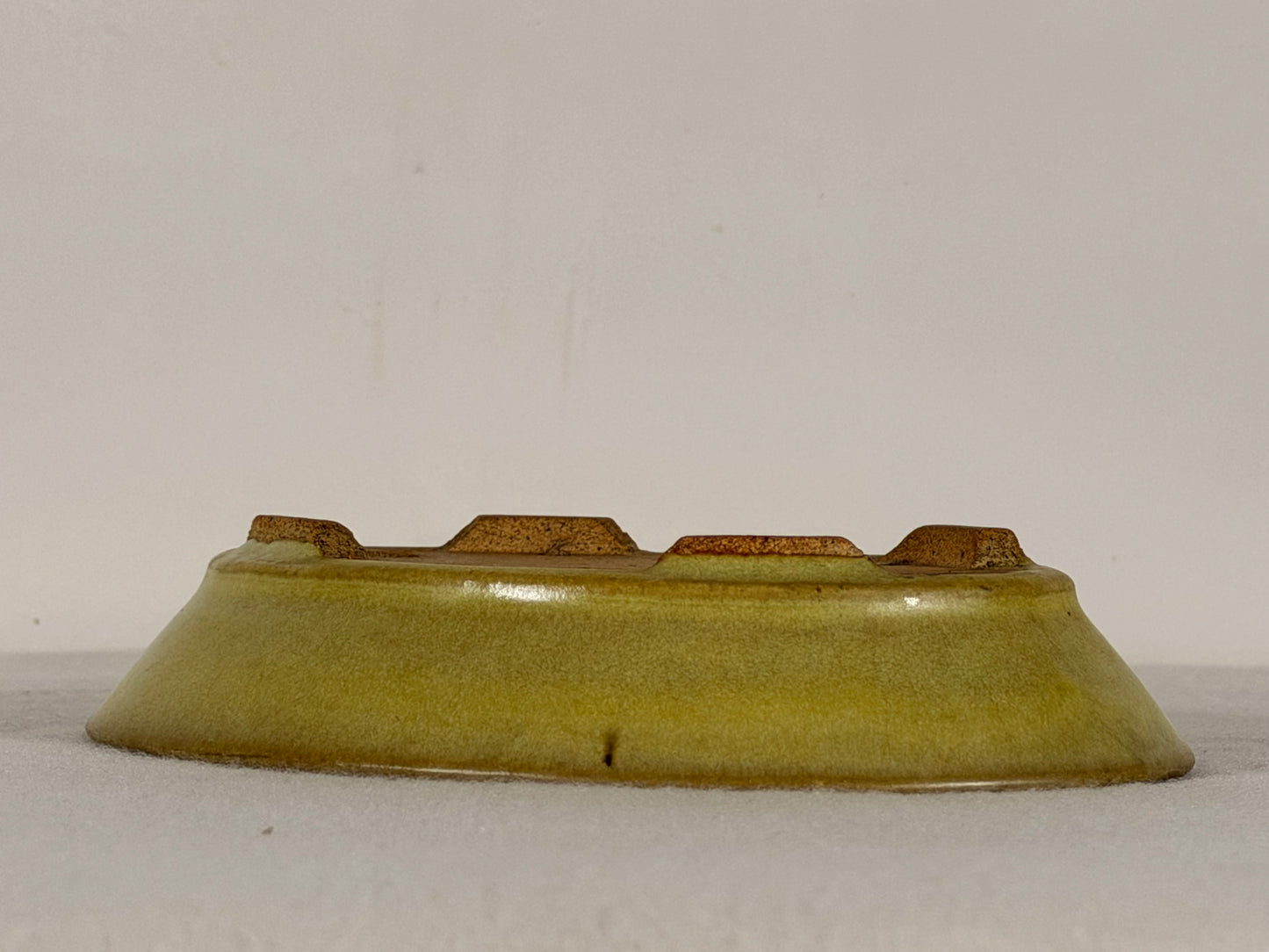 Preowned Japanese Tokoname Glazed Oval Bonsai Pot Hatutori - 6.5” By 5”