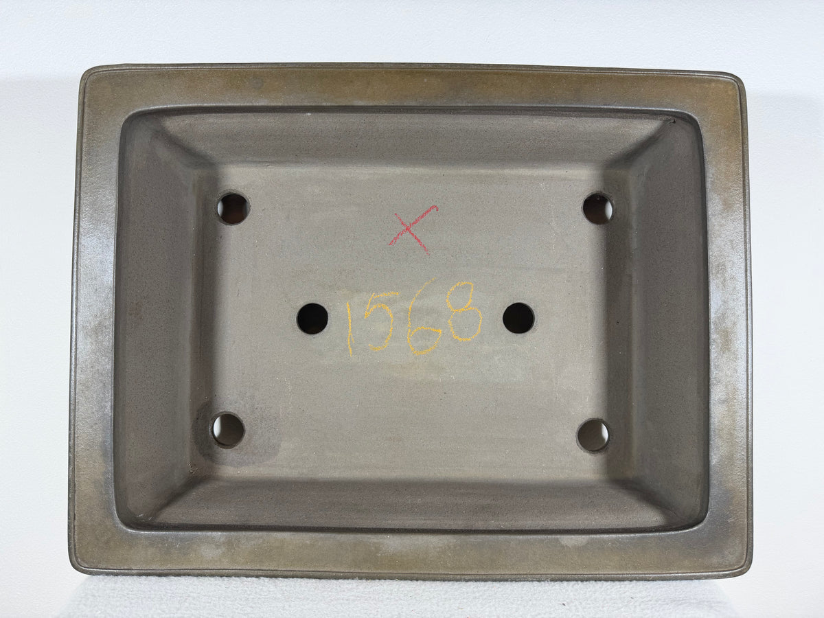 Preowned Japanese Tokoname Unglazed Rectangular Bonsai Pot Gyouzan Nakano - 18.5” x 14” x 4.5”