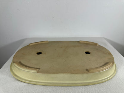 Preowned Japanese Glazed Oval Shallow Bonsai Pot - 13.25” By 8.5”