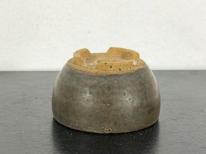 Preowned Japanese Tokoname Glazed Round Bonsai Pot With Stamp - 2” By 1 1/8”