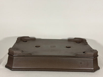 Preowned Japanese Tokoname Unglazed Rectangular Bonsai Pot Gyouzan Nakano - 13.75” By 9.75”