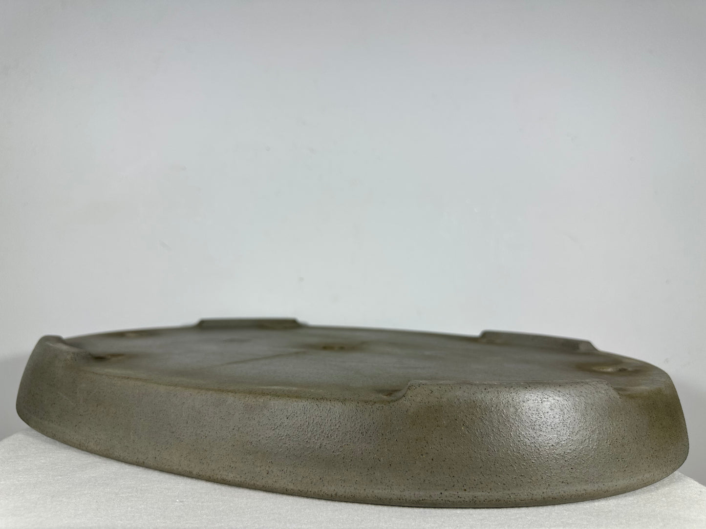 Preowned Japanese Tokoname Unglazed Oval Shallow Bonsai Pot Seizan - 20.5” By 14.5”