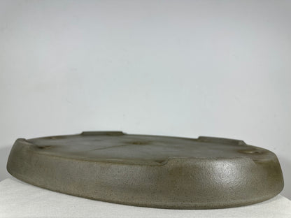 Preowned Japanese Tokoname Unglazed Oval Shallow Bonsai Pot Seizan - 20.5” By 14.5”