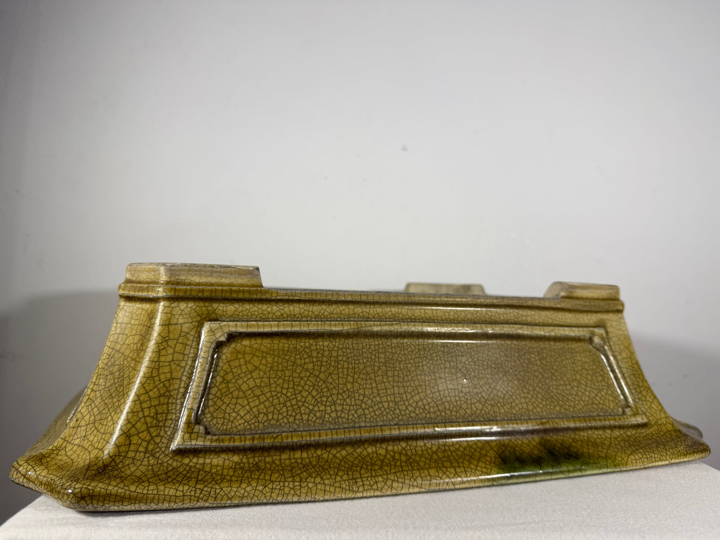 New Japanese Tokoname Glazed Rectangular Bonsai Pot Mazan Terahata - 19” By 15.5”