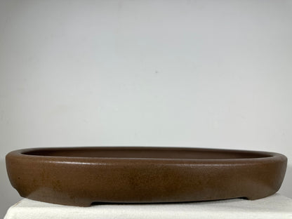 Preowned Japanese Tokoname Unglazed Oval Shallow Bonsai Pot Seizan - 22.5” By 16.25”